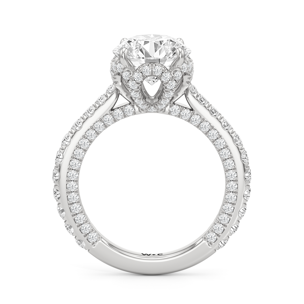 The Chrysler Pavé Ring with Round Cut Diamond in 14KT Platinum view 2
