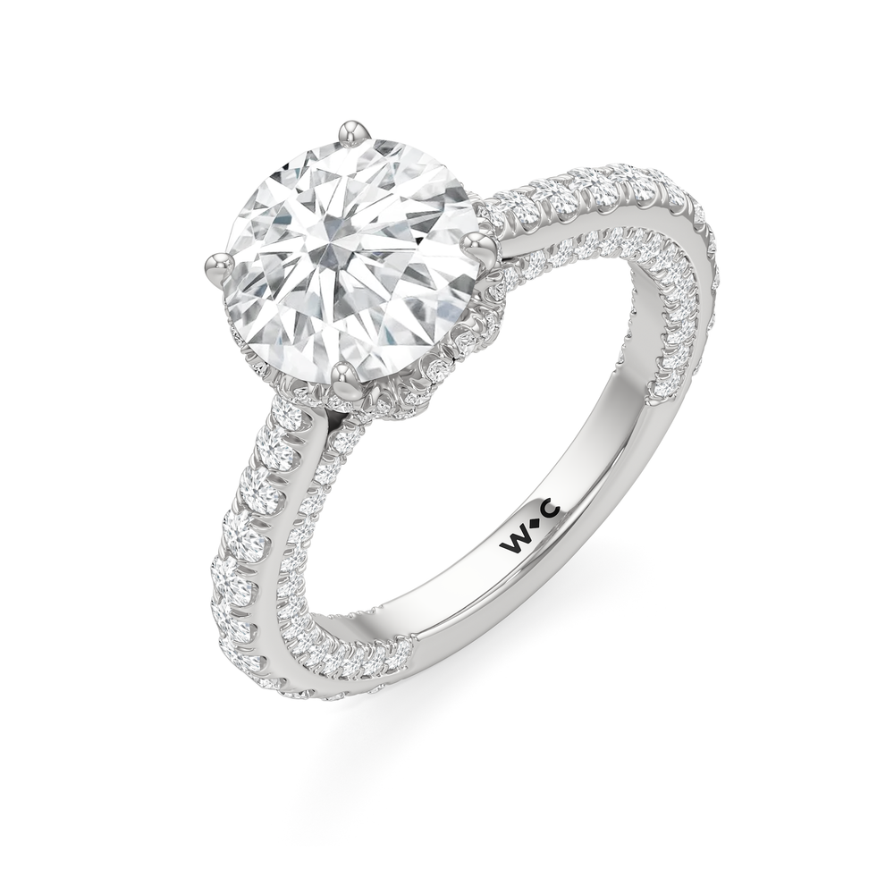 The Chrysler Pavé Ring with Round Cut Diamond in 14KT Platinum view 3
