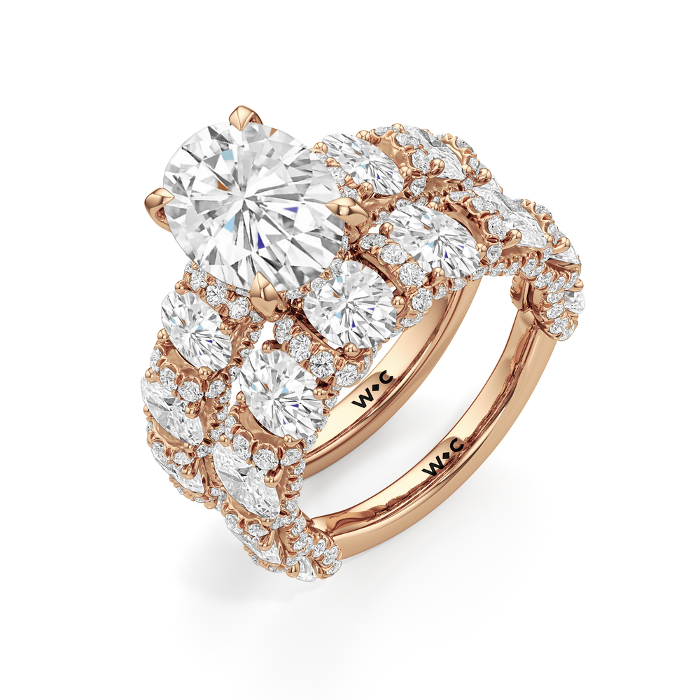 The Fulton Oval Diamond Wedding Band with 18KT Rose Gold Cut Diamond in 14KT Rose Gold view 5
