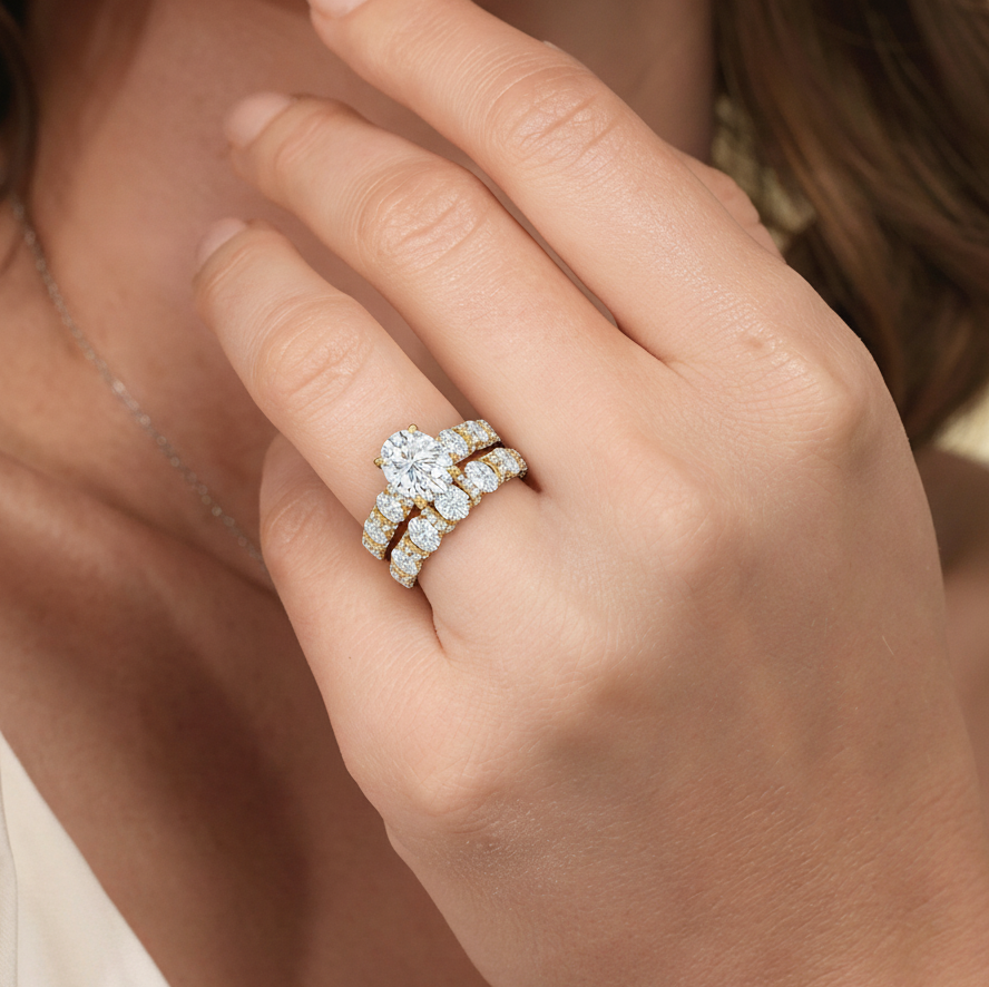 Classic The Fulton Oval Anniversary Ring (F+ SI+) with 18KT Rose Gold / Lab / 2 7/8 Cut Diamond in 14KT Rose Gold / Lab / 2 7/8 view 7
