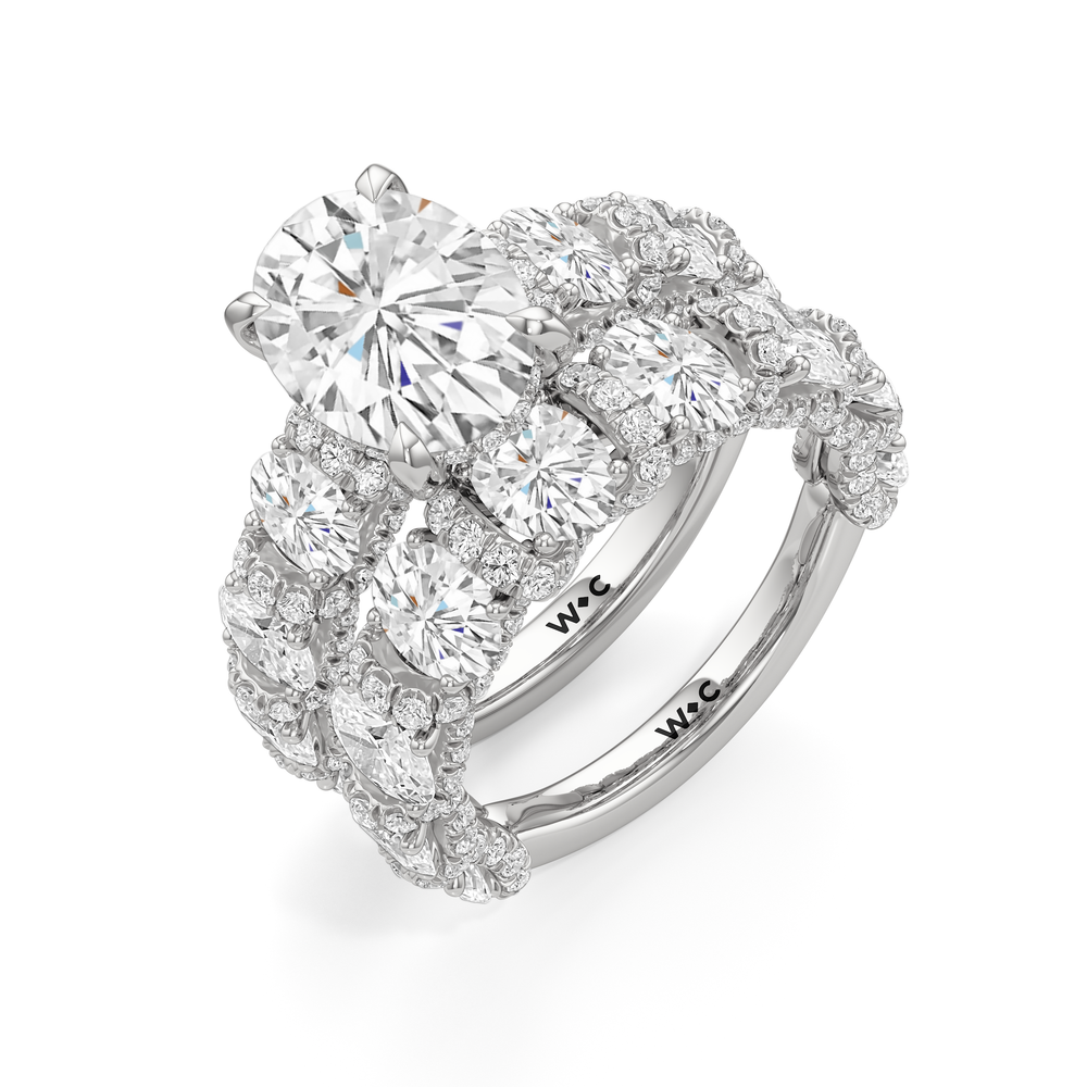 Premium The Fulton Oval Anniversary Ring (E+ VS+) with Platinum / Lab / 2 7/8 Cut Diamond in 14KT Platinum / Lab / 2 7/8 view 5
