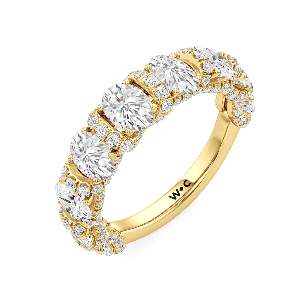 The Fulton Oval Diamond Wedding Band with 18KT Yellow Gold Cut Diamond in 14KT Yellow Gold view 4
