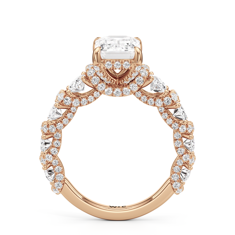 The Fulton Oval Ring with Emerald Cut Diamond in 14KT Rose Gold view 2
