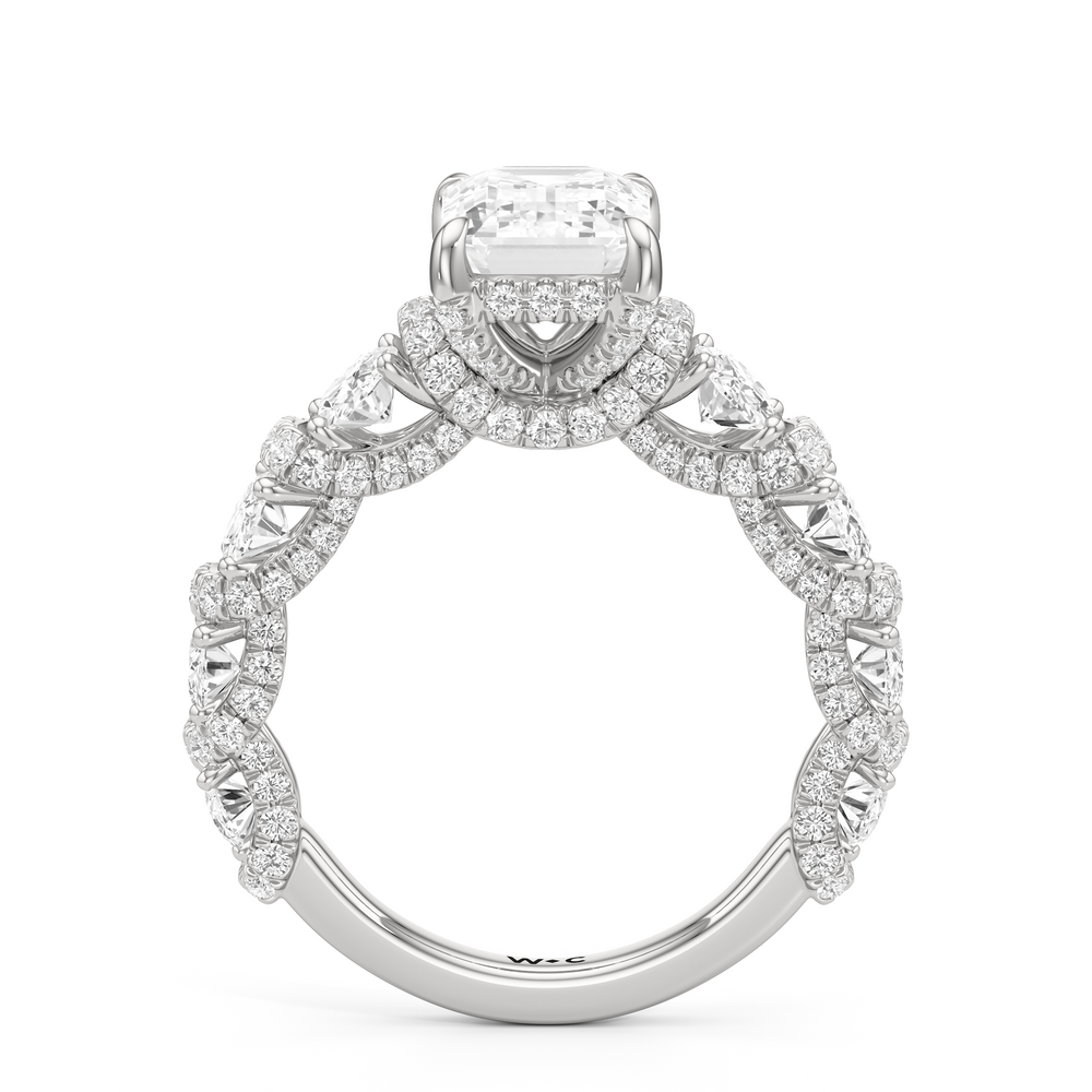 The Fulton Oval Ring with Emerald Cut Diamond in 14KT Platinum view 2
