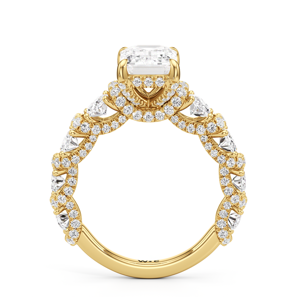 The Fulton Oval Ring with Emerald Cut Diamond in 14KT Yellow Gold view 2
