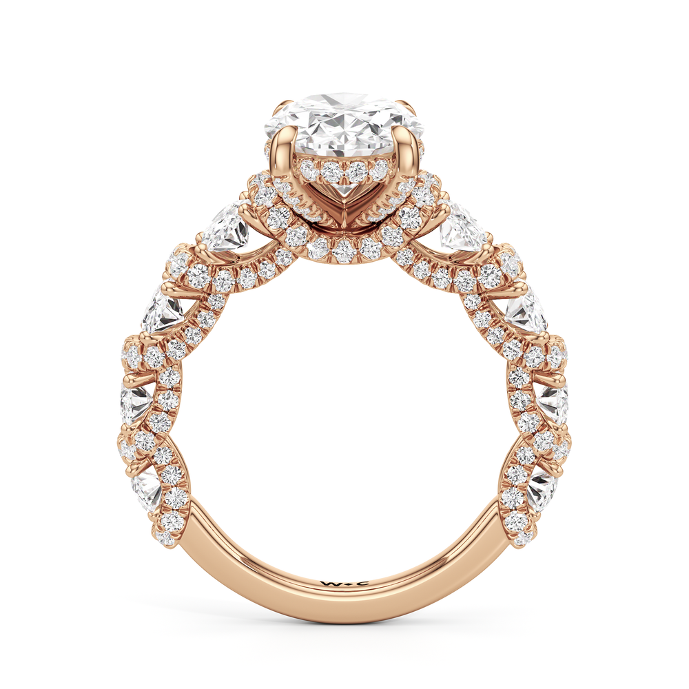 The Fulton Oval Ring with Oval Cut Diamond in 14KT Rose Gold view 2
