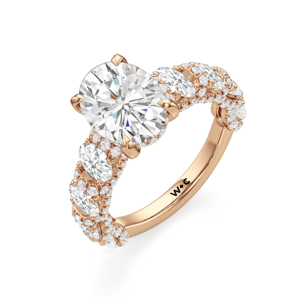 The Fulton Oval Ring with Oval Cut Diamond in 14KT Rose Gold view 3
