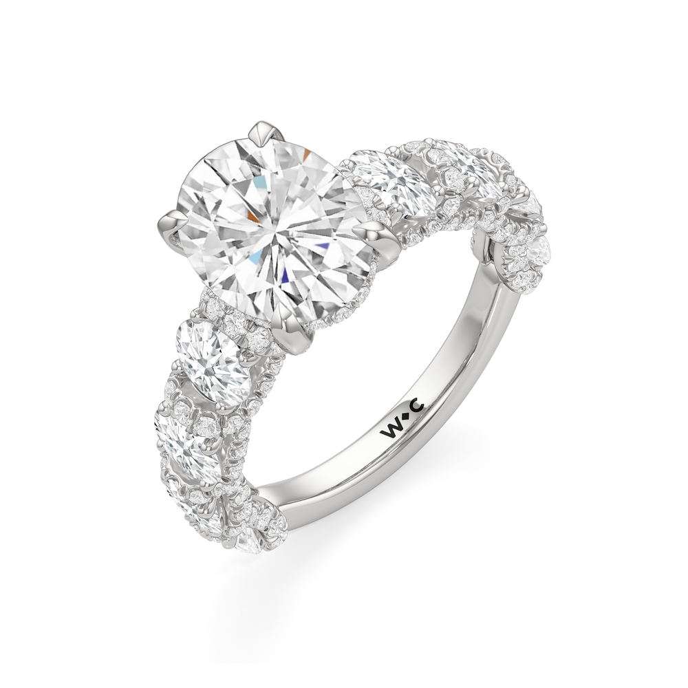 The Fulton Oval Ring with Oval Cut Diamond in 14KT Platinum view 3

