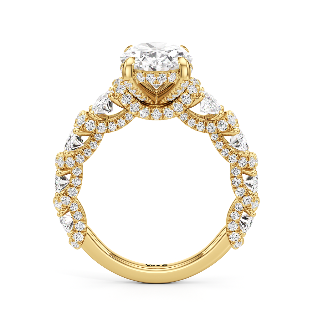 The Fulton Oval Ring with Oval Cut Diamond in 14KT Yellow Gold view 2
