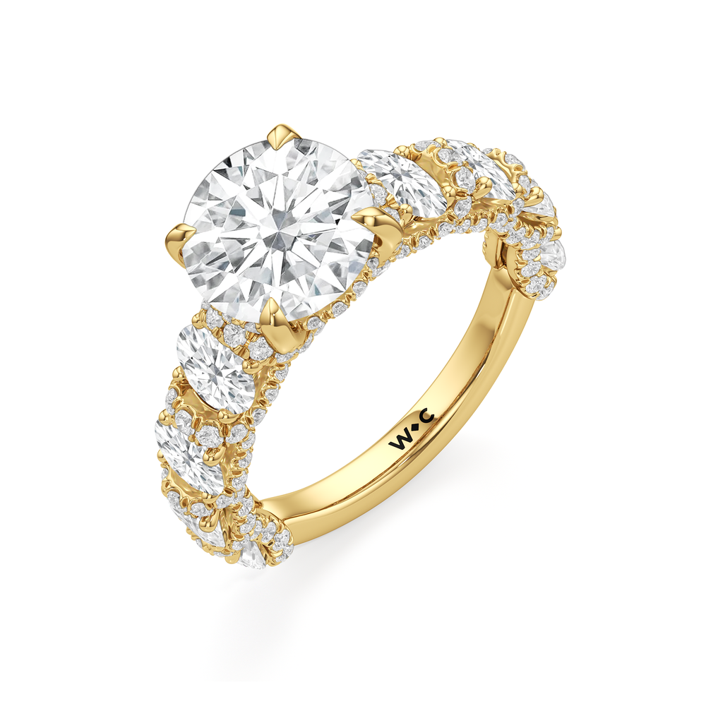 The Fulton Oval Ring with Round Cut Diamond in 14KT Yellow Gold view 3
