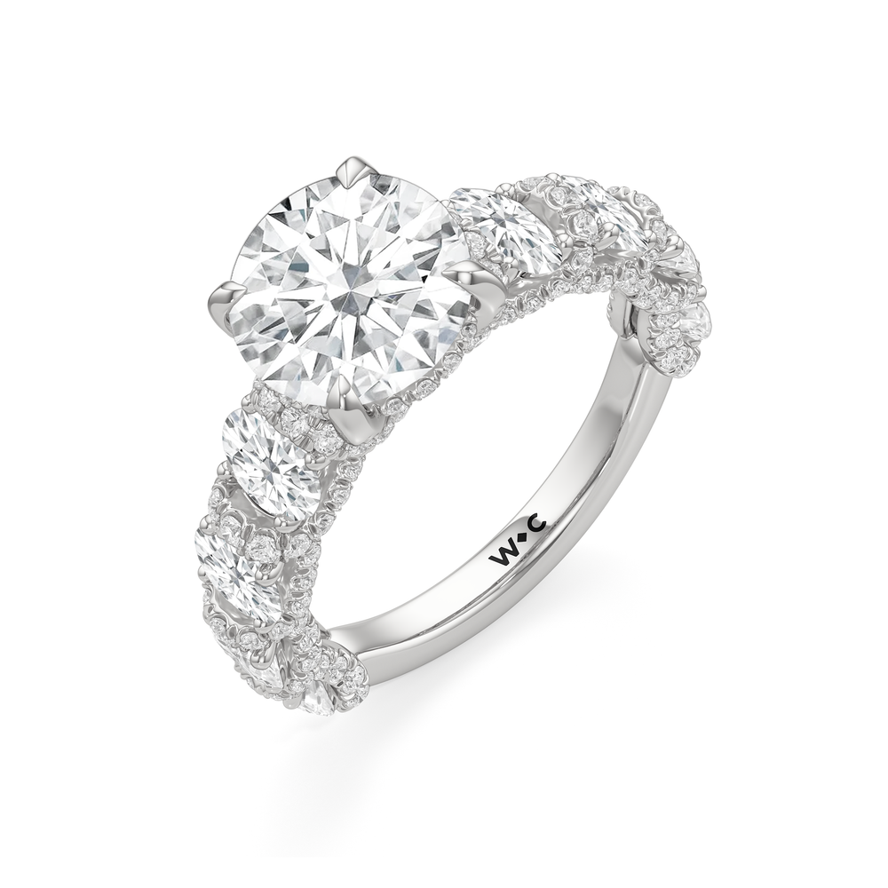 The Fulton Oval Ring with Round Cut Diamond in 14KT Platinum view 3
