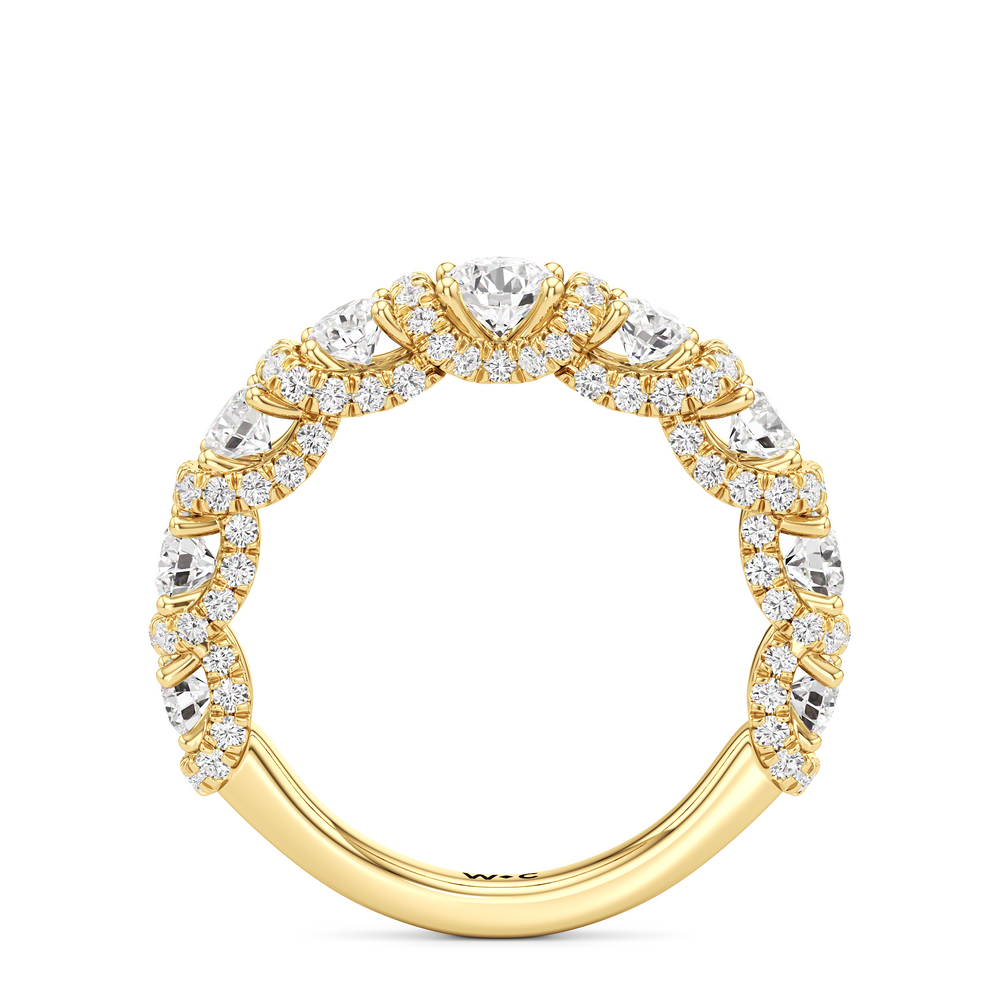 The Fulton Three Stone Half Moon Diamond Wedding Band with 18KT Yellow Gold Cut Diamond in 14KT Yellow Gold view 3

