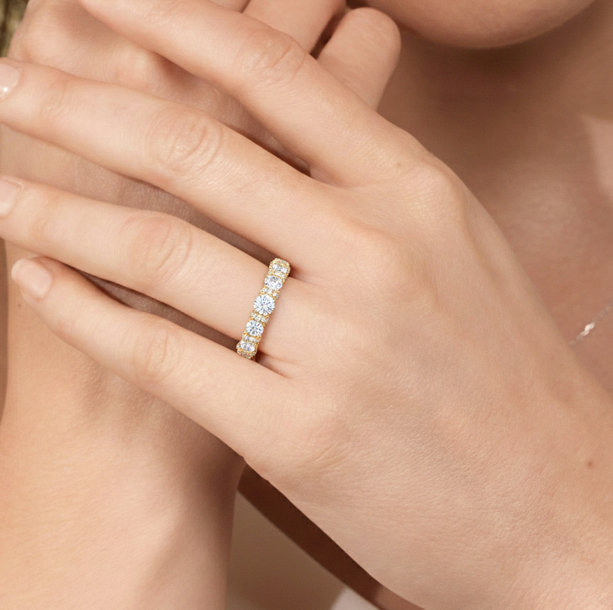 Premium The Fulton Round Anniversary Ring (E+ VS+) with 18KT Rose Gold / Lab / 2 Cut Diamond in 14KT Rose Gold / Lab / 2 view 6
