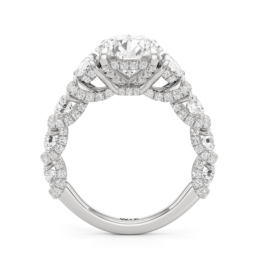 The Fulton Three Stone Half Moon Ring with Round Cut Diamond in 14KT Platinum view 2
