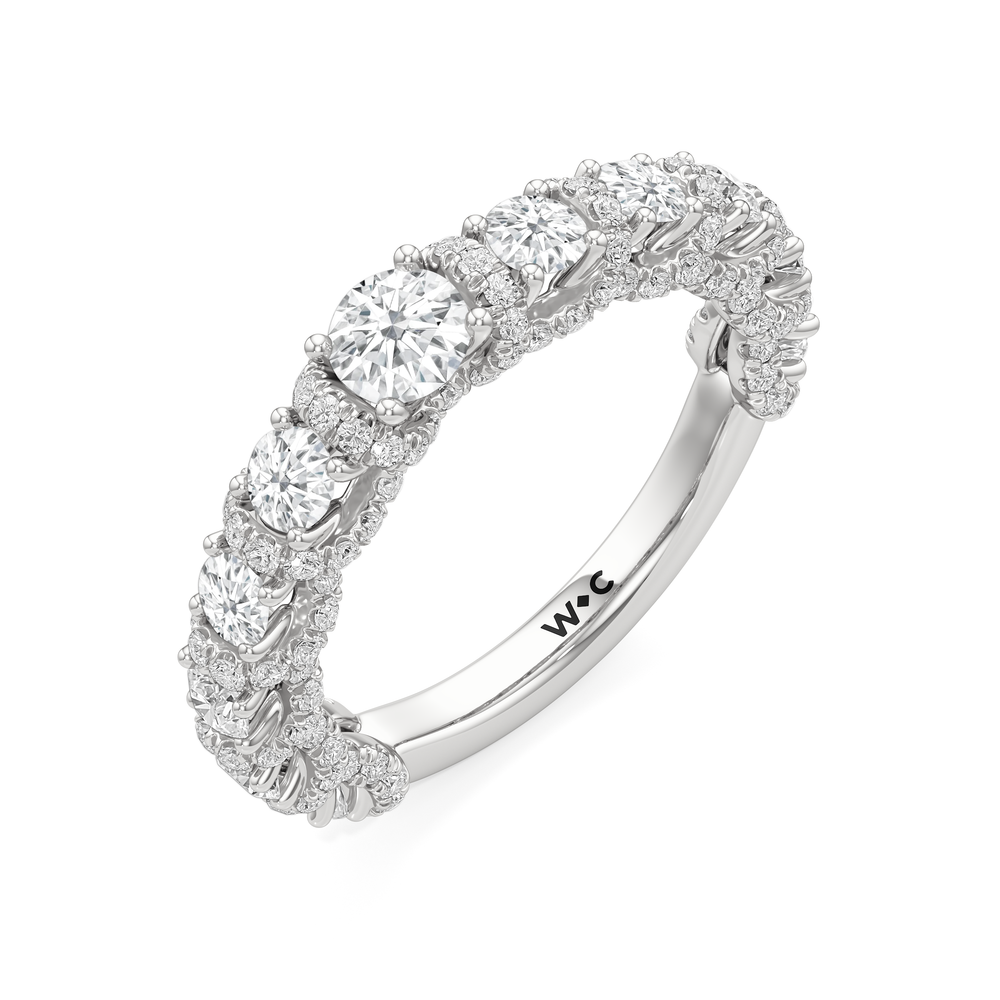 The Fulton Three Stone Trapezoid Diamond Wedding Band with Platinum Cut Diamond in 14KT Platinum view 4

