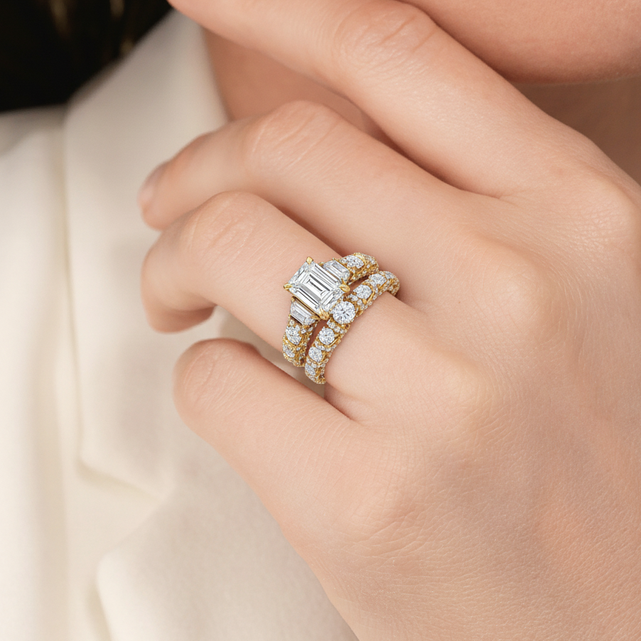 Premium The Fulton Round Anniversary Ring (E+ VS+) with 18KT Yellow Gold / Lab / 1 3/4 Cut Diamond in 14KT Yellow Gold / Lab / 1 3/4 view 7
