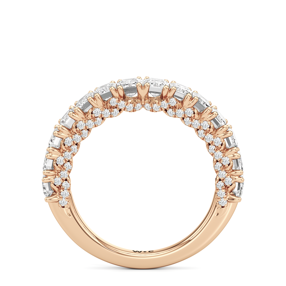 The Roosevelt Emerald Diamond Wedding Band with 18KT Rose Gold Cut Diamond in 14KT Rose Gold view 3

