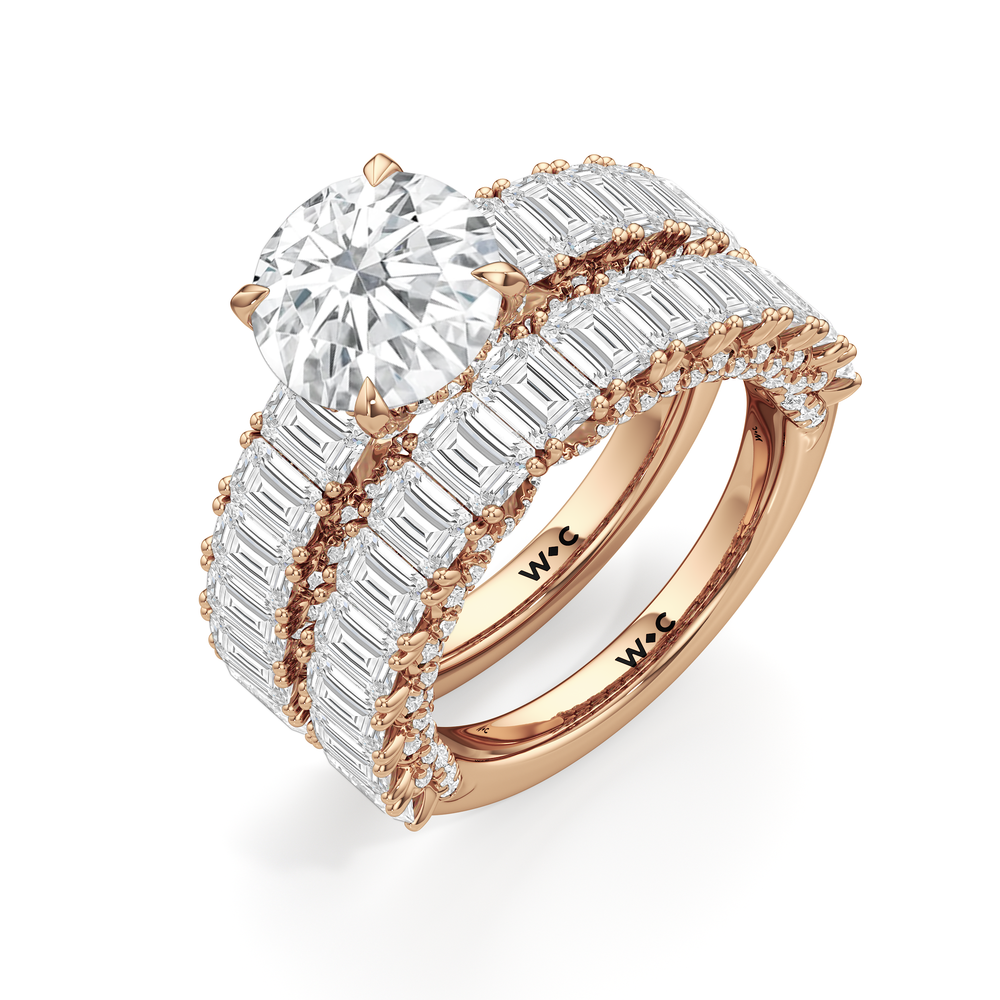 The Roosevelt Emerald Ring with Round Cut Diamond in 14KT Rose Gold view 7
