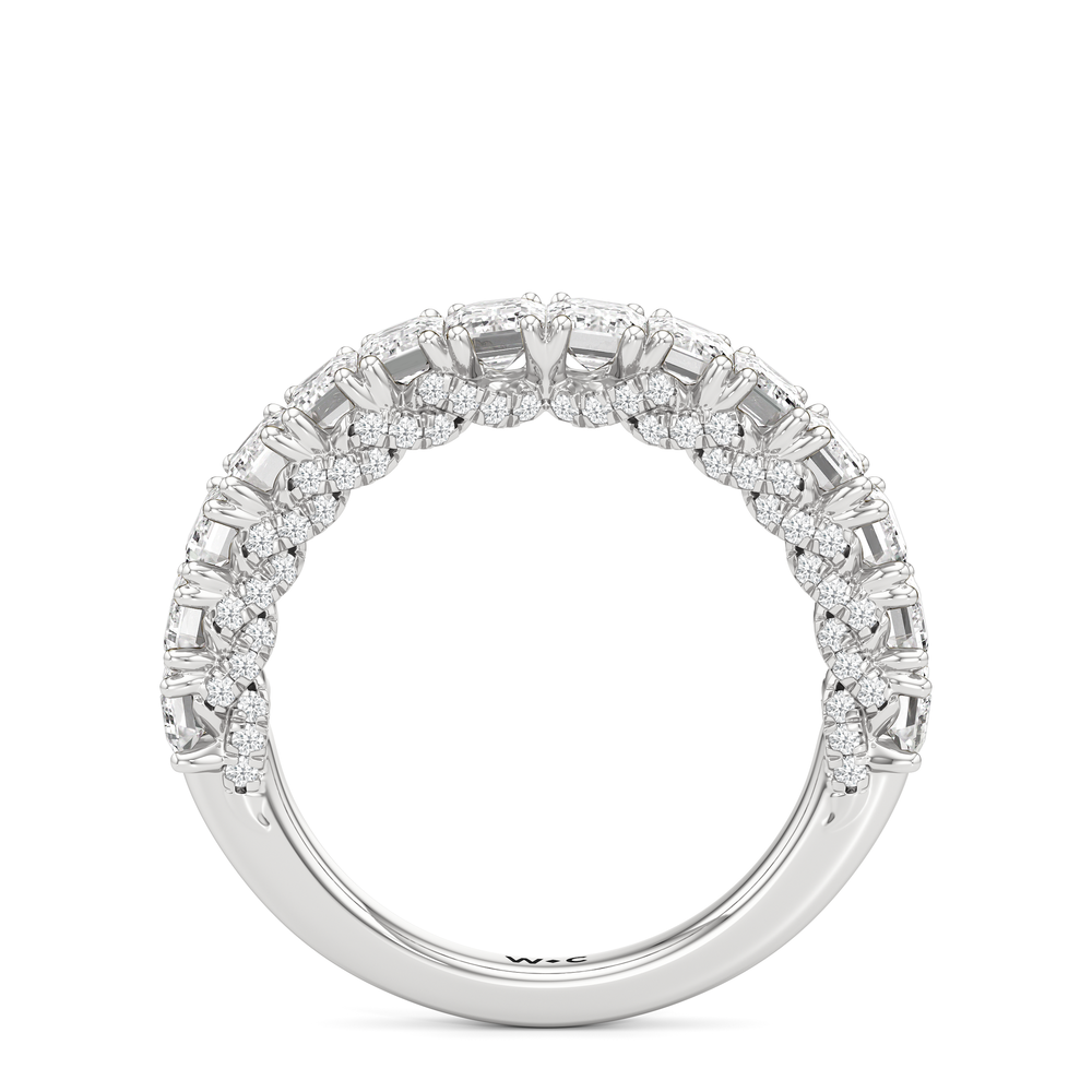 The Roosevelt Emerald Diamond Wedding Band with Platinum Cut Diamond in 14KT Platinum view 3
