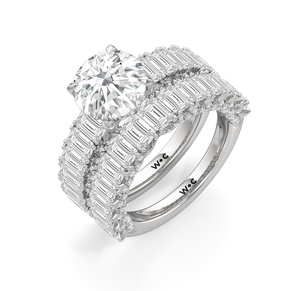 The Roosevelt Emerald Ring with Round Cut Diamond in 14KT Rose Gold view 5
