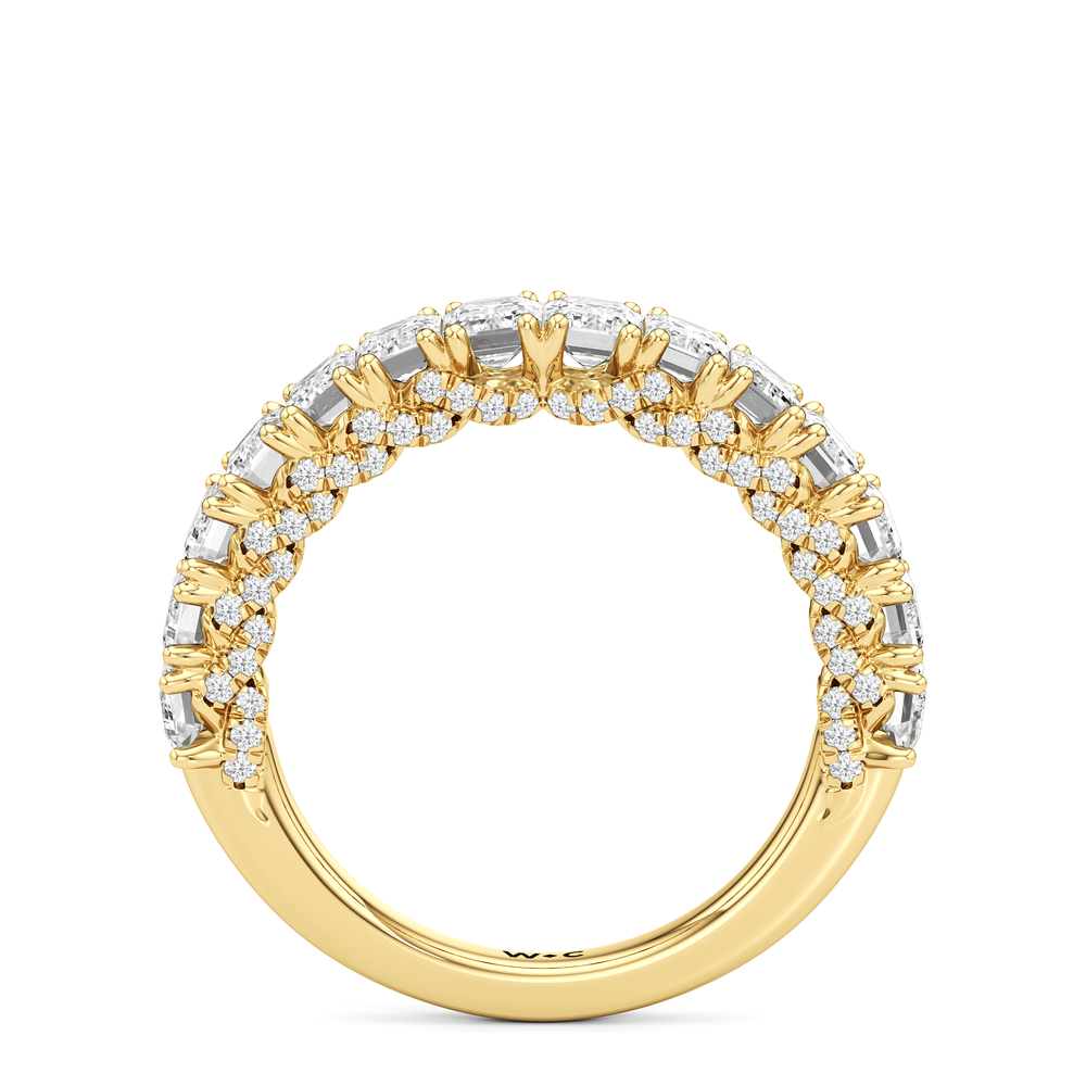 The Roosevelt Emerald Diamond Wedding Band with 18KT Yellow Gold Cut Diamond in 14KT Yellow Gold view 3

