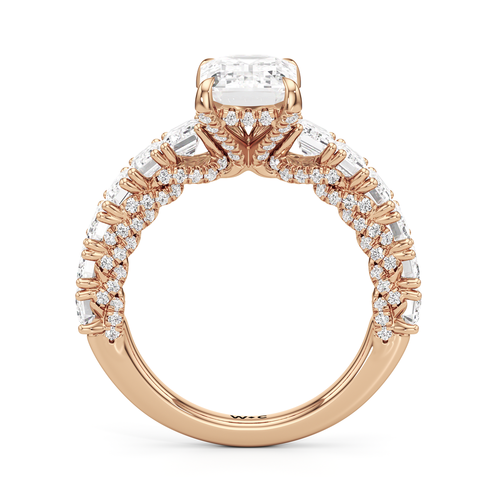 The Roosevelt Emerald Ring with Emerald Cut Diamond in 14KT Rose Gold view 3
