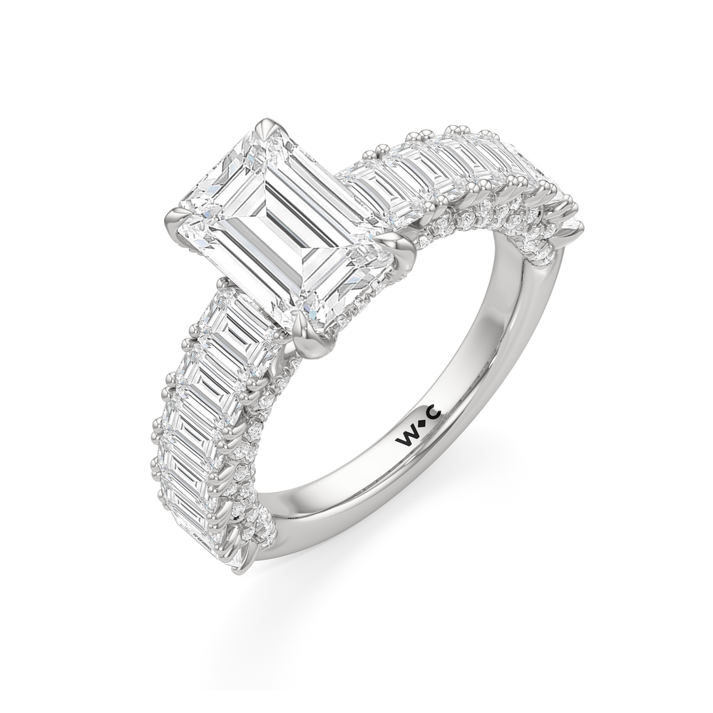 The Roosevelt Emerald Ring with Emerald Cut Diamond in 14KT Platinum view 4
