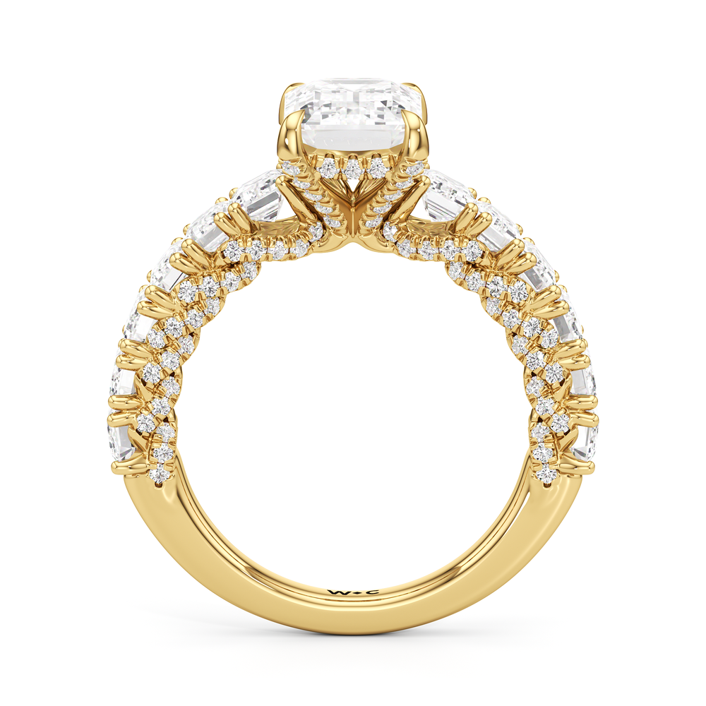 The Roosevelt Emerald Ring with Emerald Cut Diamond in 14KT Yellow Gold view 3
