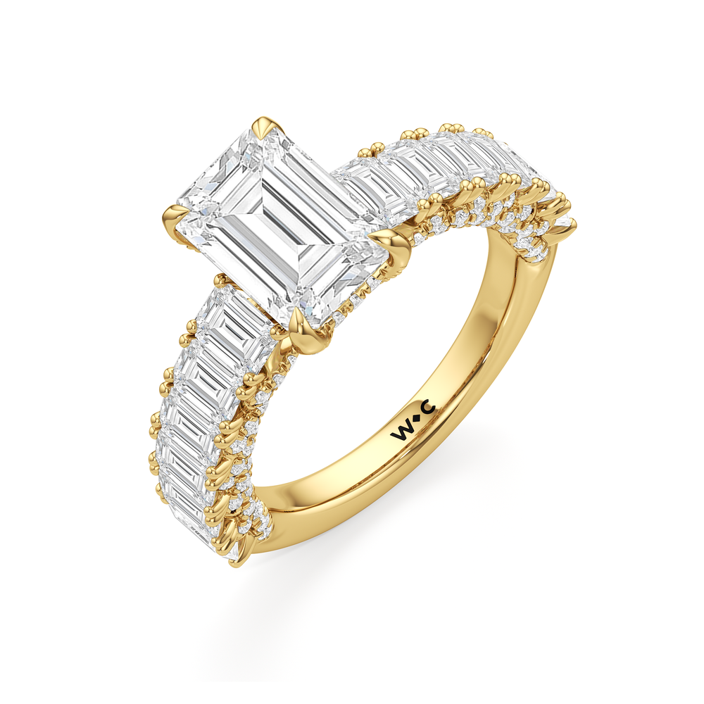 The Roosevelt Emerald Ring with Emerald Cut Diamond in 14KT Yellow Gold view 4
