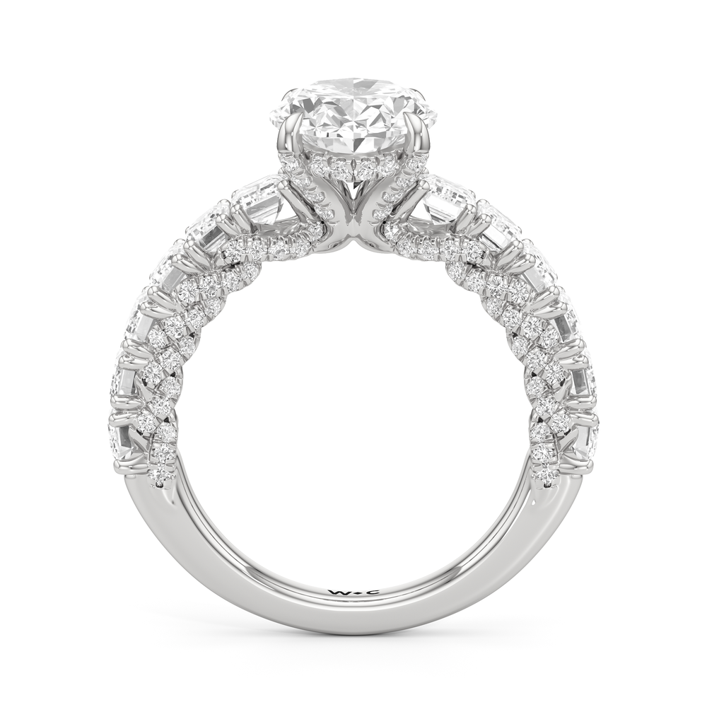 The Roosevelt Emerald Ring with Oval Cut Diamond in 14KT Platinum view 3
