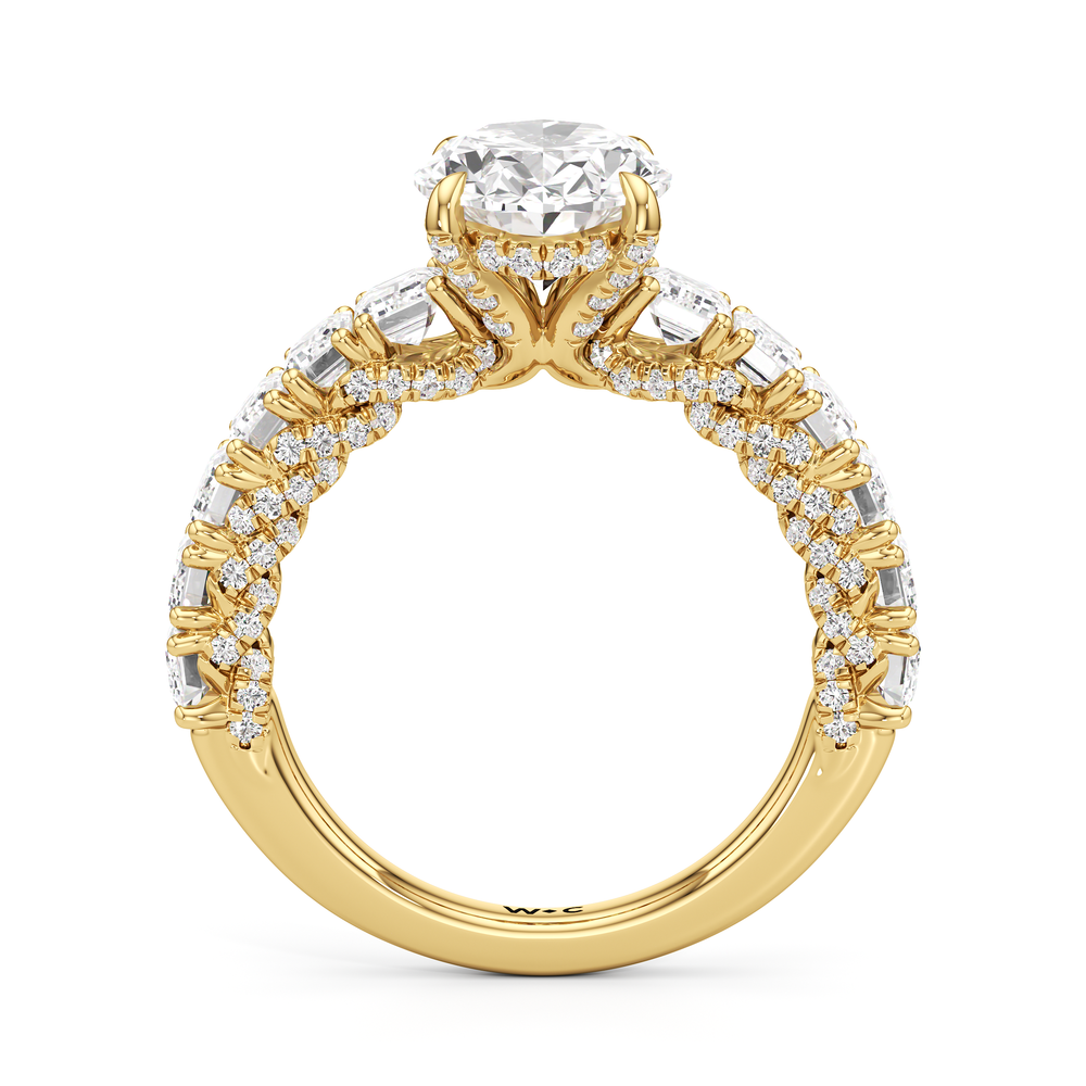 The Roosevelt Emerald Ring with Oval Cut Diamond in 14KT Yellow Gold view 3
