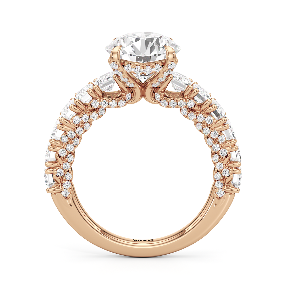 The Roosevelt Emerald Ring with Round Cut Diamond in 14KT Rose Gold view 3
