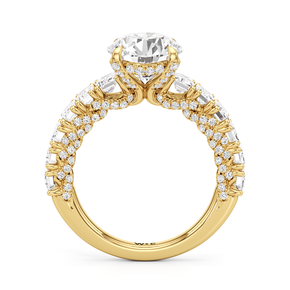 The Roosevelt Emerald Ring with Round Cut Diamond in 14KT Yellow Gold view 3

