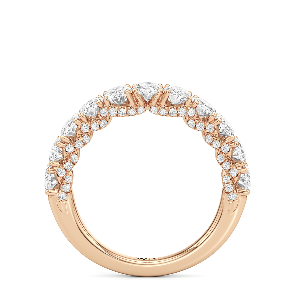 The Roosevelt Three Stone Diamond Wedding Band with 18KT Rose Gold Cut Diamond in 14KT Rose Gold view 3
