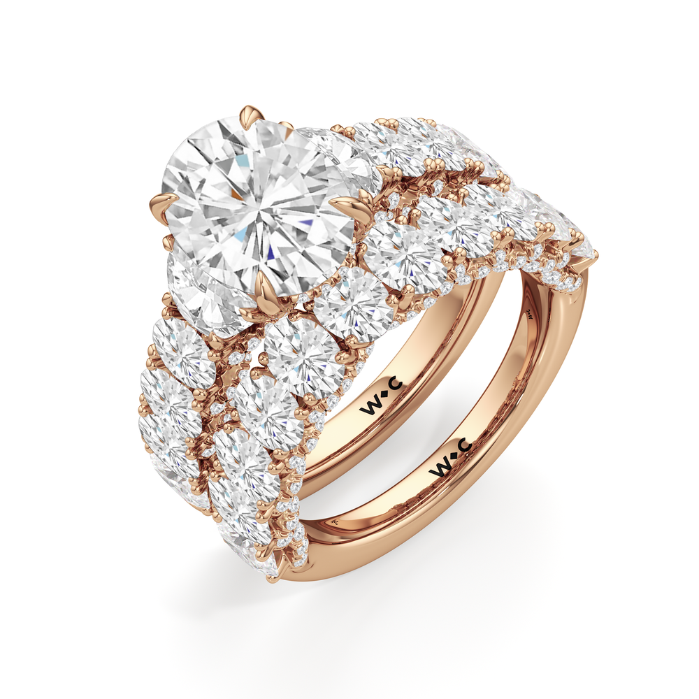 The Roosevelt Three Stone Ring with Radiant Cut Diamond in 14KT Rose Gold view 7
