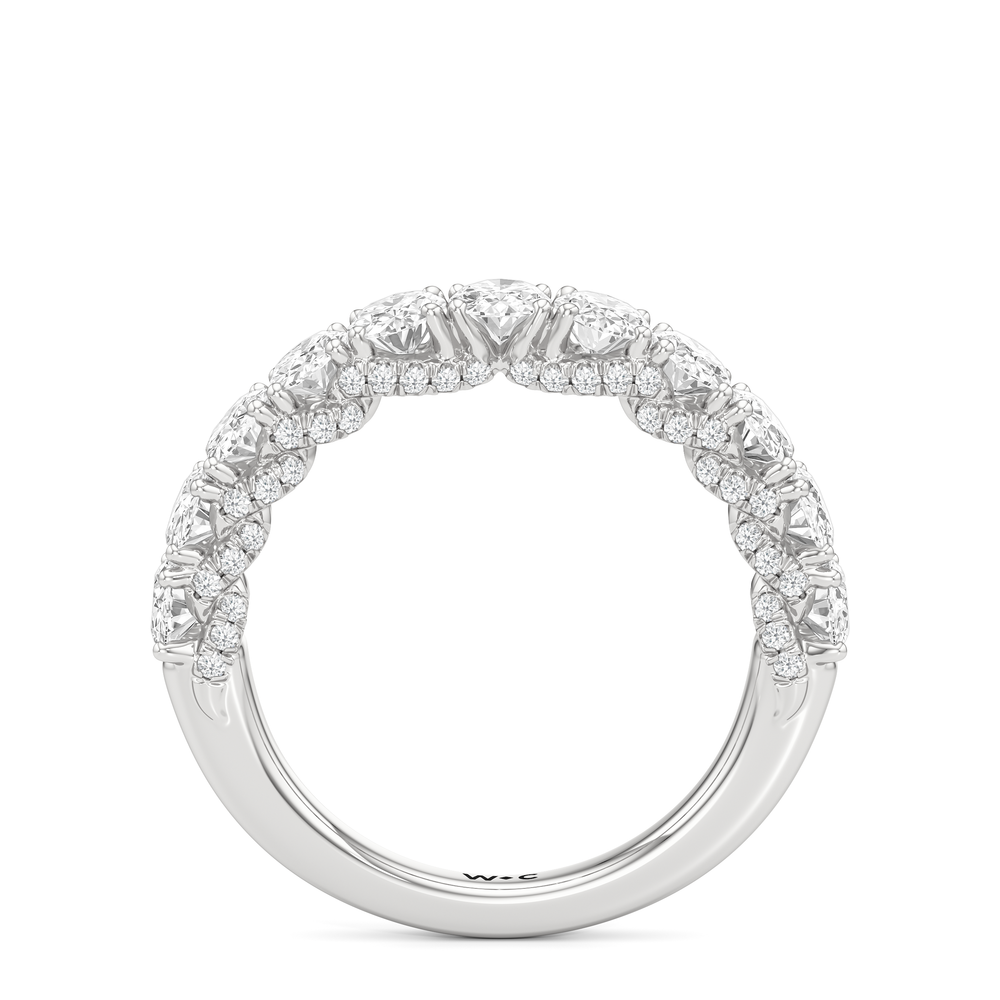 The Roosevelt Three Stone Diamond Wedding Band with Platinum Cut Diamond in 14KT Platinum view 3
