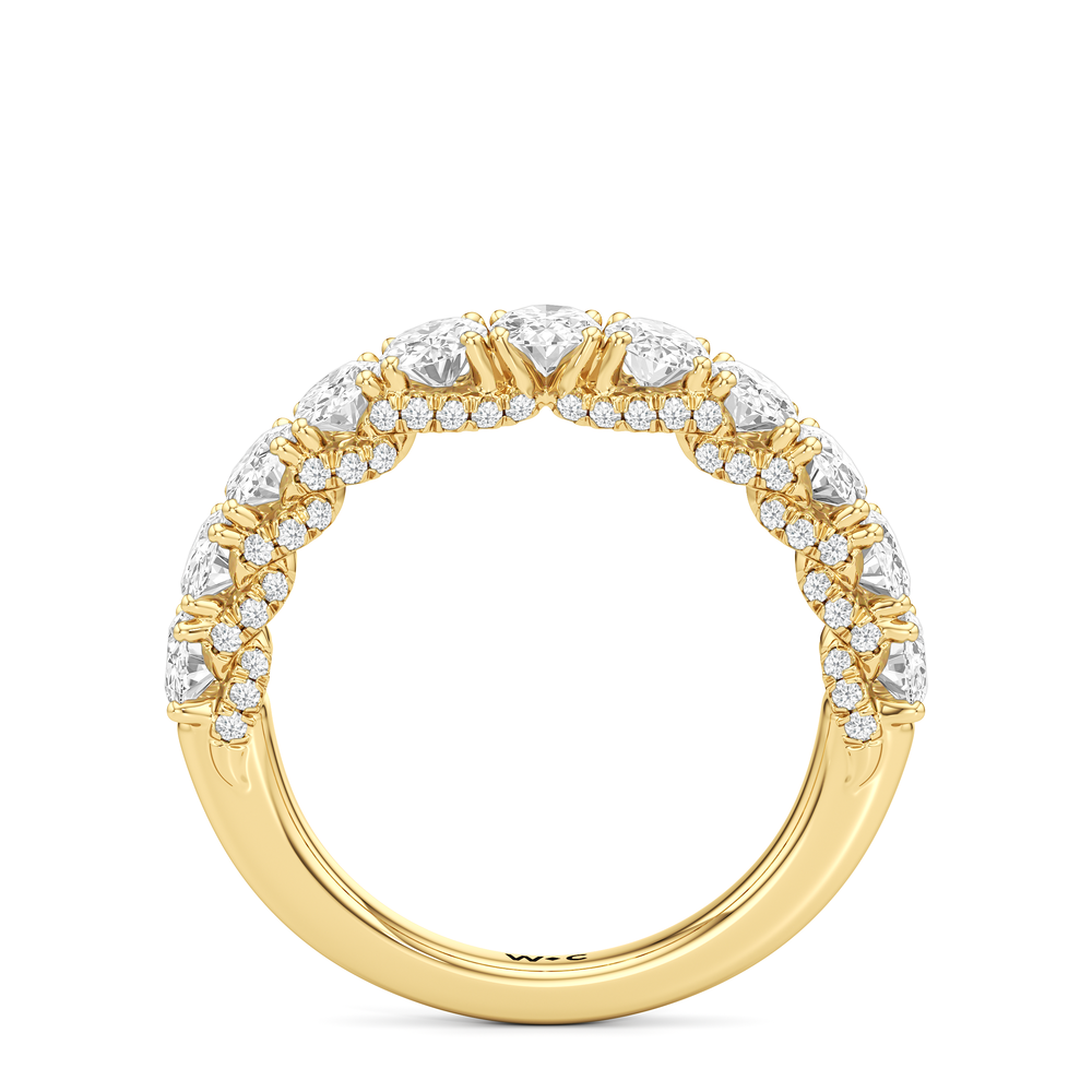 The Roosevelt Three Stone Diamond Wedding Band with 18KT Yellow Gold Cut Diamond in 14KT Yellow Gold view 3
