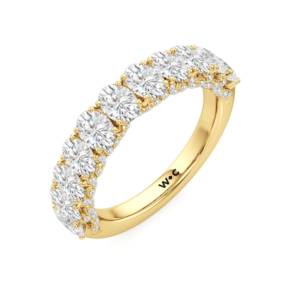 The Roosevelt Three Stone Diamond Wedding Band with 18KT Yellow Gold Cut Diamond in 14KT Yellow Gold view 5
