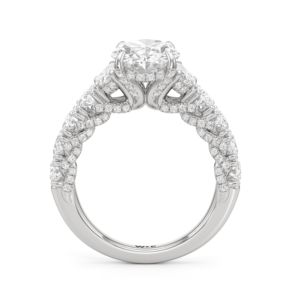 The Roosevelt Three Stone Ring with Oval Cut Diamond in 14KT Platinum view 3
