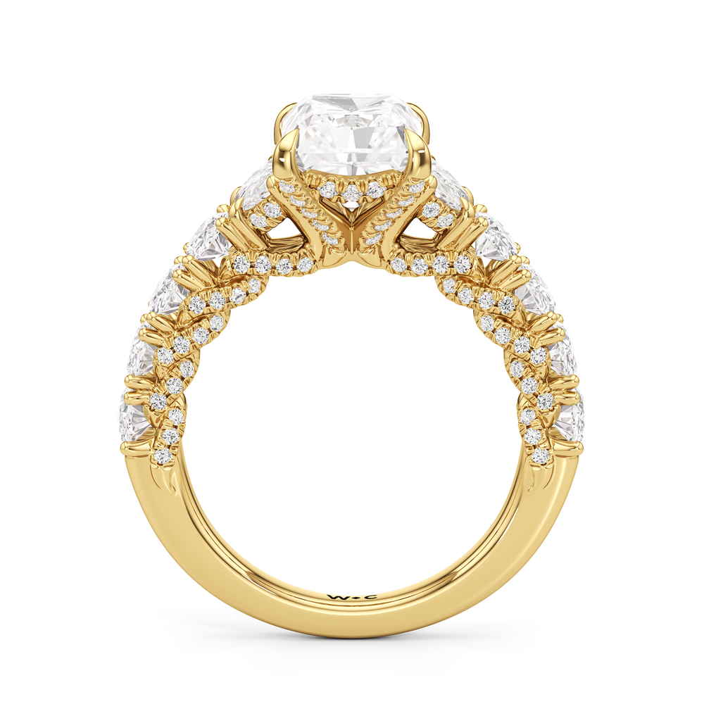 The Roosevelt Three Stone Ring with Radiant Cut Diamond in 14KT Yellow Gold view 3
