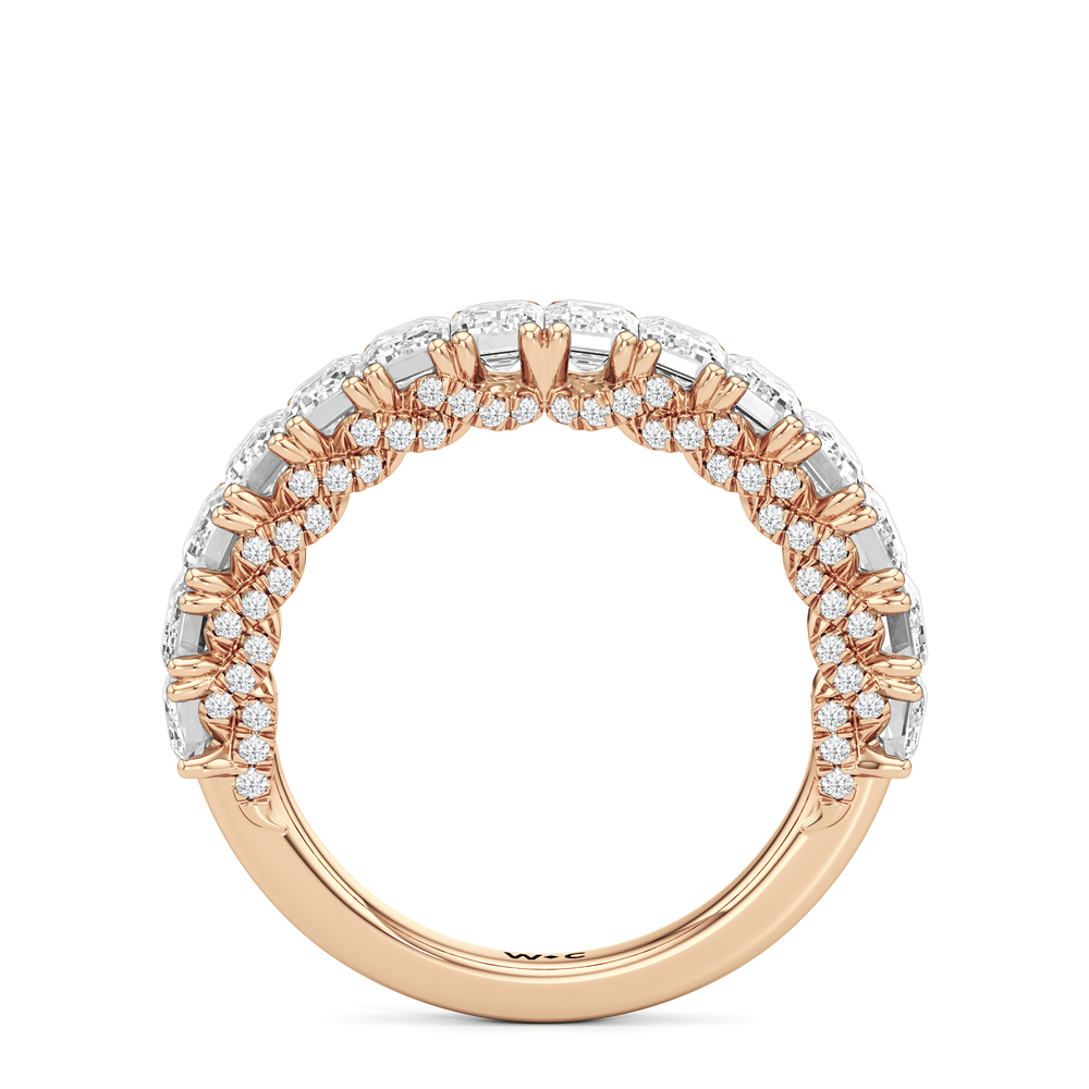 The Roosevelt Three Stone Trapezoid Diamond Wedding Band with 18KT Rose Gold Cut Diamond in 14KT Rose Gold view 3
