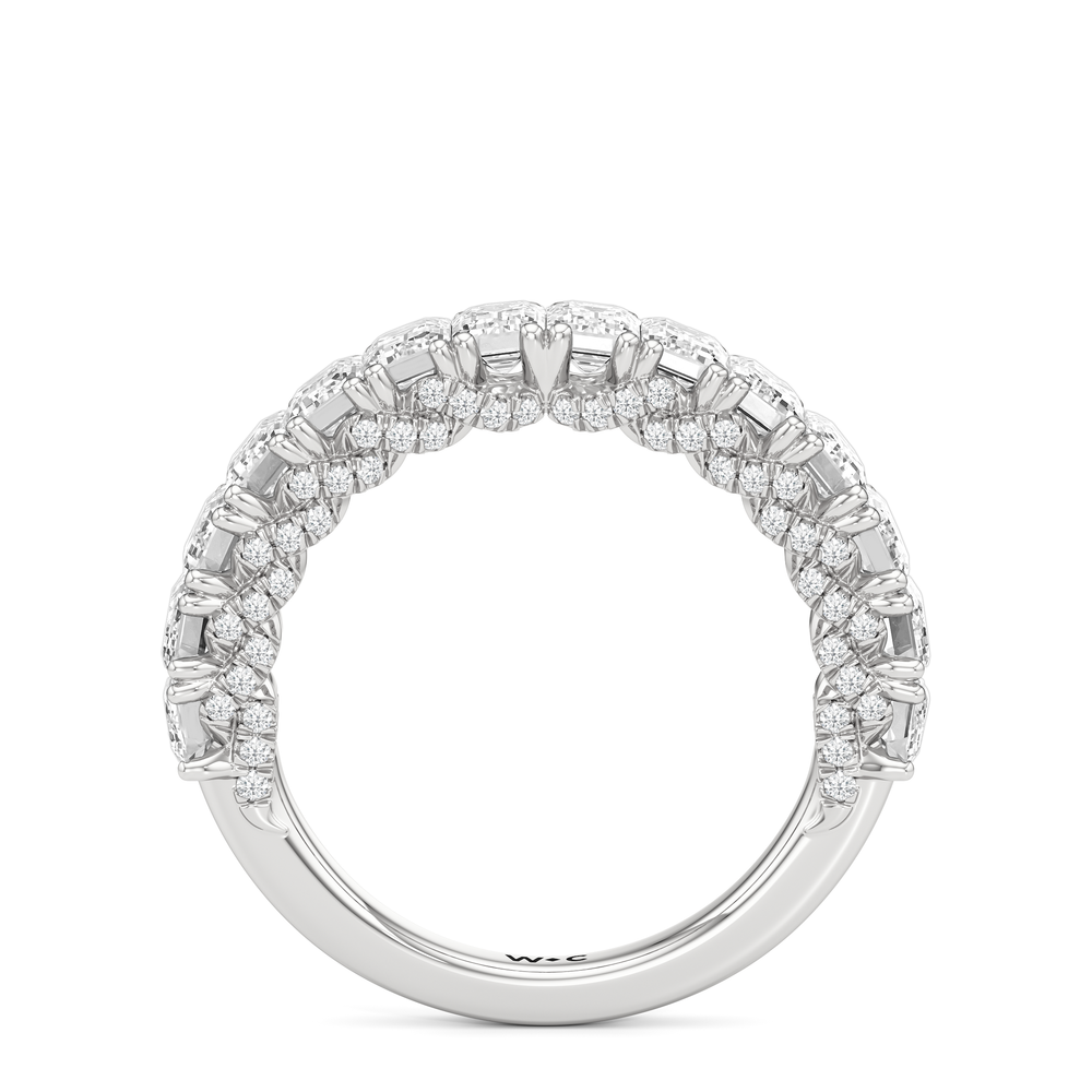 The Roosevelt Three Stone Trapezoid Diamond Wedding Band with Platinum Cut Diamond in 14KT Platinum view 3
