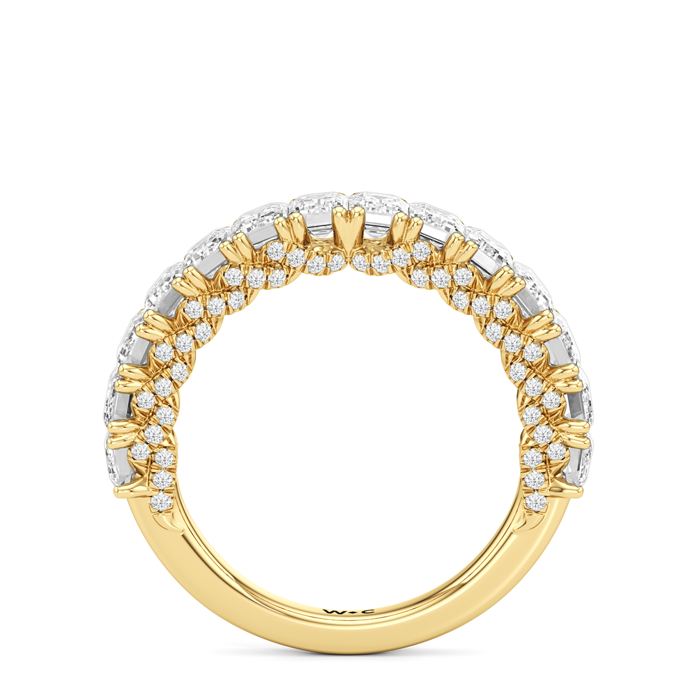 The Roosevelt Three Stone Trapezoid Diamond Wedding Band with 18KT Yellow Gold Cut Diamond in 14KT Yellow Gold view 3
