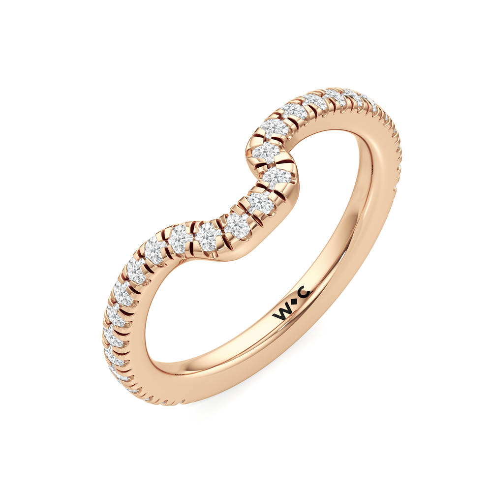 The Katherine Diamond Wedding Band with 18KT Rose Gold Cut Diamond in 14KT Rose Gold view 4
