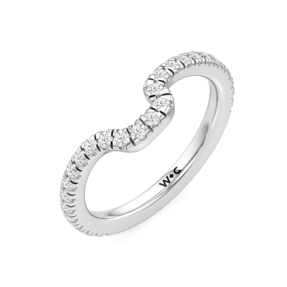 The Katherine Diamond Wedding Band with Platinum Cut Diamond in 14KT Platinum view 4
