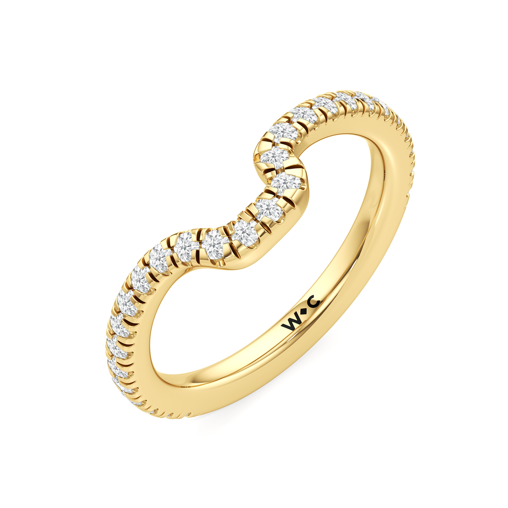 The Katherine Diamond Wedding Band with 18KT Yellow Gold Cut Diamond in 14KT Yellow Gold view 4
