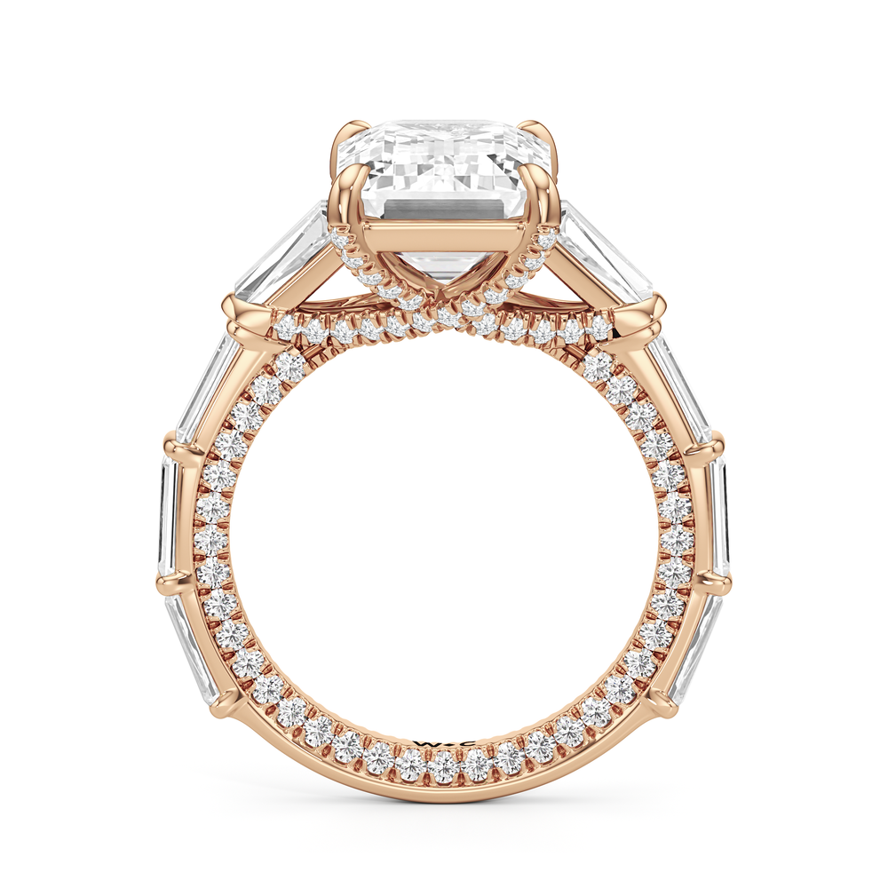 The Katherine Ring with Emerald Cut Diamond in 14KT Rose Gold view 2
