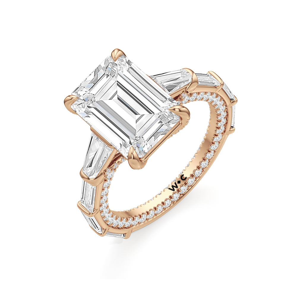 The Katherine Ring with Emerald Cut Diamond in 14KT Rose Gold view 3
