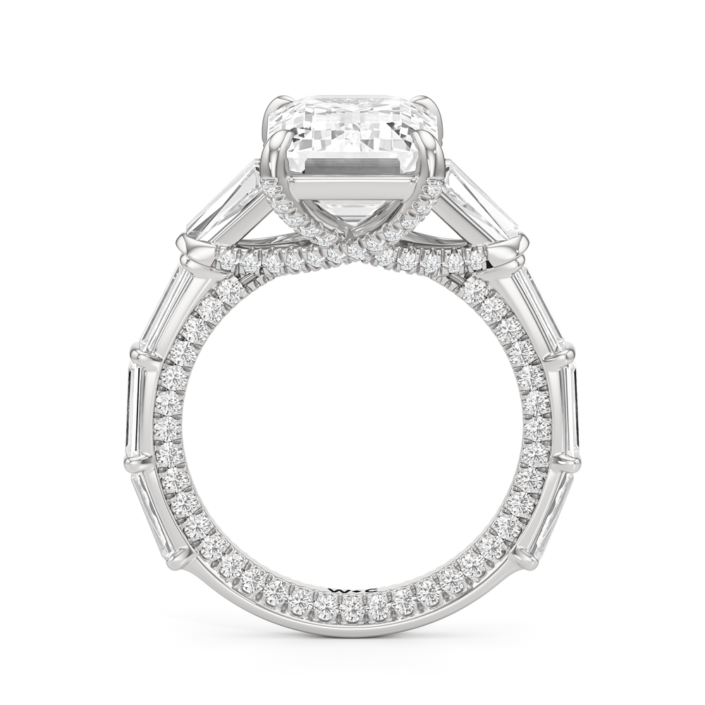 The Katherine Ring with Emerald Cut Diamond in 14KT Platinum view 2
