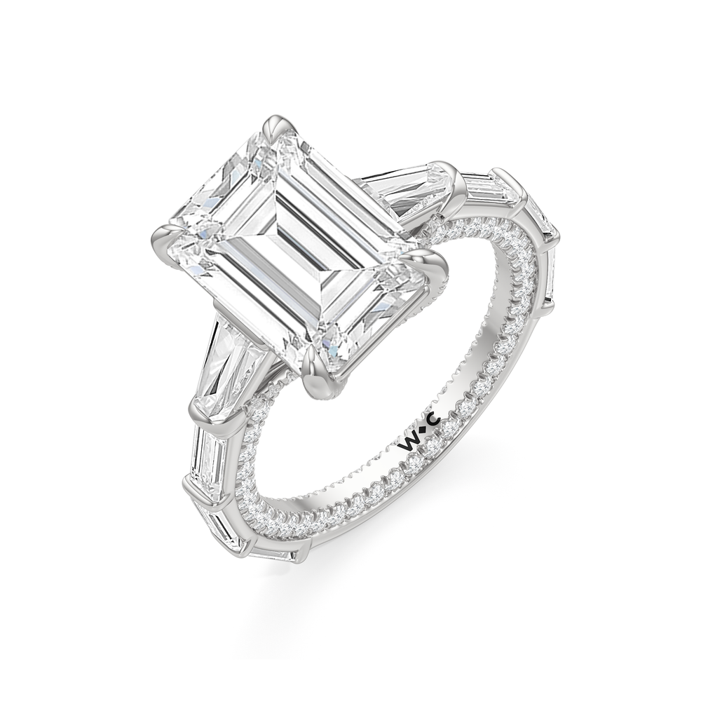 The Katherine Ring with Emerald Cut Diamond in 14KT Platinum view 3
